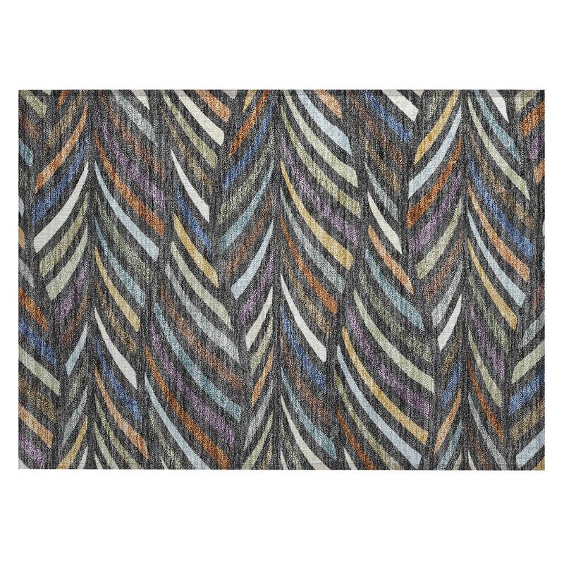 Machine Washable Indoor/ Outdoor Modern Feather Chantille Rug