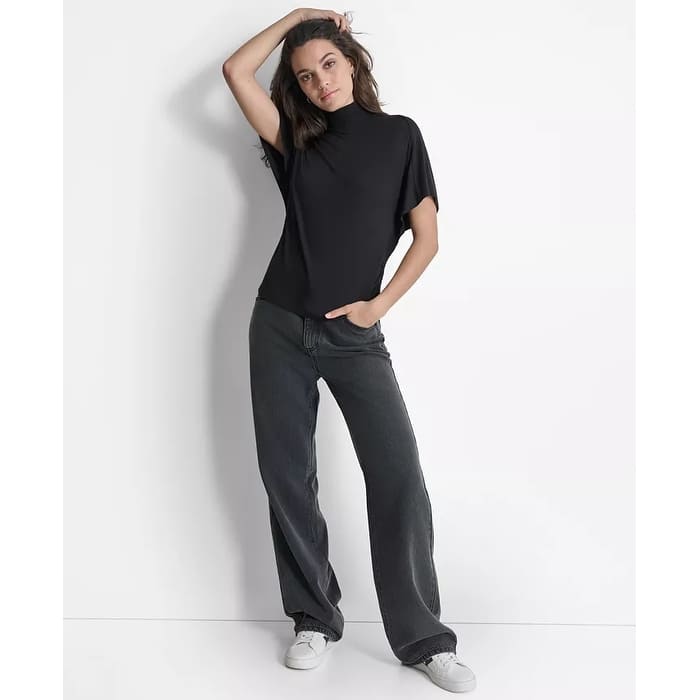 DKNY Mock Neck Dolman Knit Top
