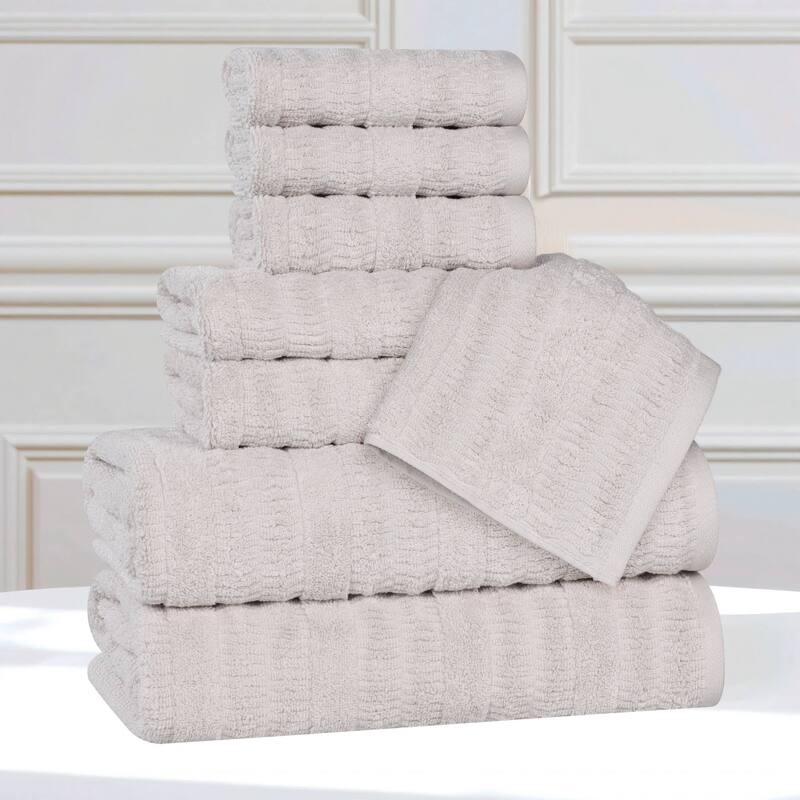 Superior Mika Smart Twist Cotton 8 Piece Towel Set - Silver