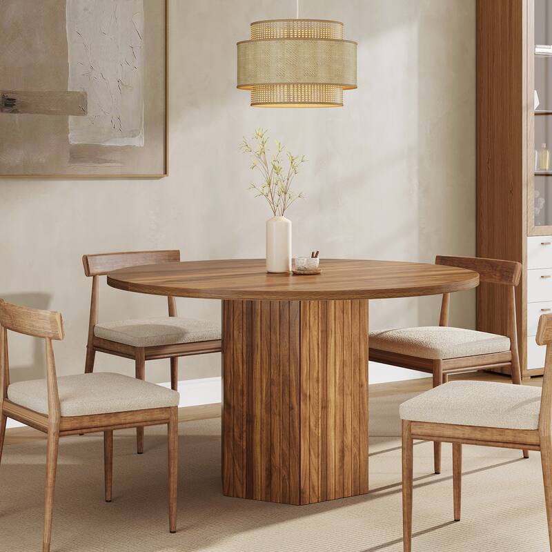 47-Inch Round Dining Table, Wood Dinner Table Easy Assembly Kitchen Table for Living Room, Dining Room