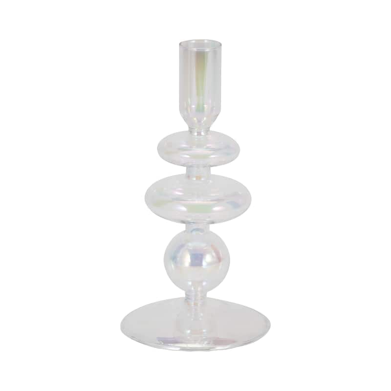 Sculptural Glass Candle Holder with Rounded Accent Base - Modern Tabletop Candle Holder for Any Room