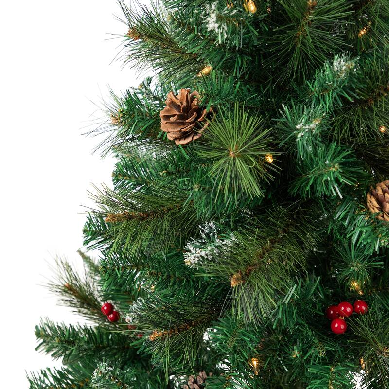 4' Frosted Carolina Berry Spruce Artificial Tree Clear Lights - 4 Foot