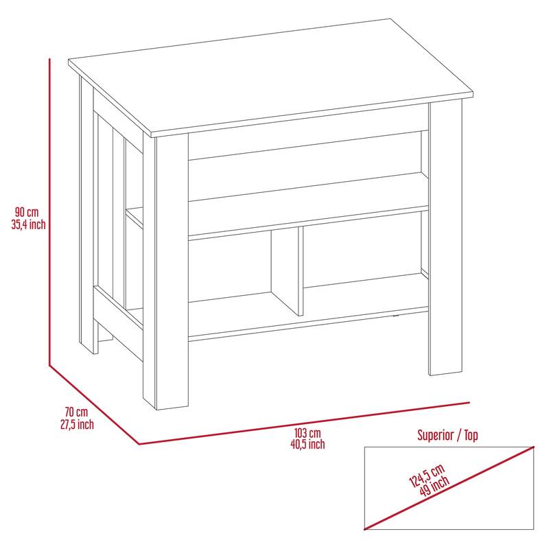 Kitchen Island with Storage - Maykoosh Prep Island, 2-Tone Finish, 3 Shelves, 40.5" Wide