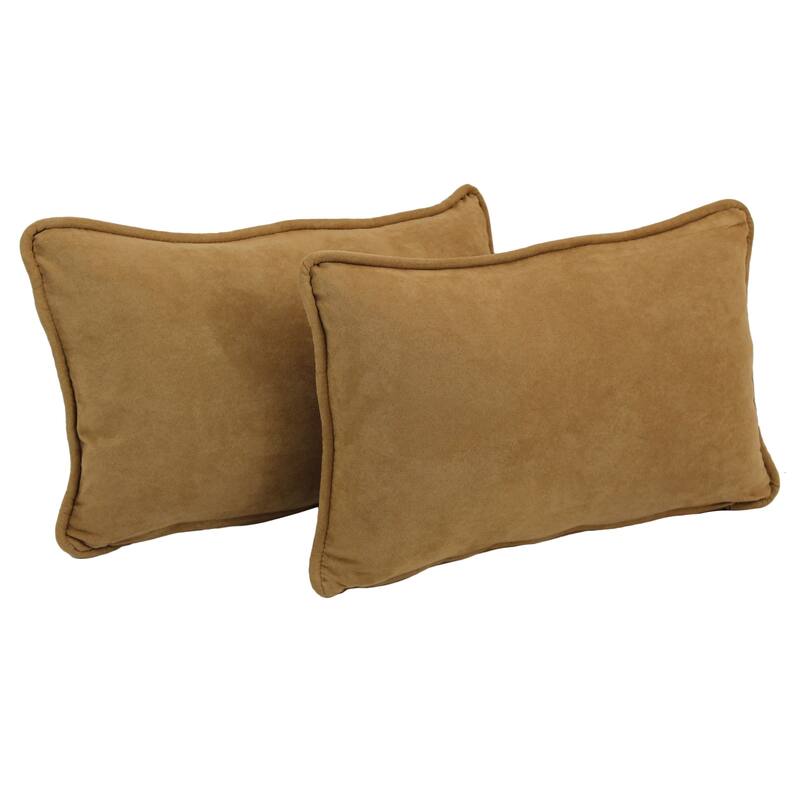 Porch & Den Blaze River Microsuede Lumbar Throw Pillows (Set of 2) - Camel