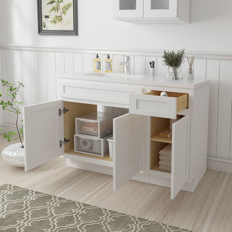Vanity Art 45" Oak Freestanding Bathroom Vanity Cabinet without Top