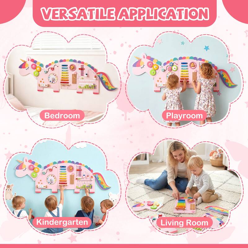Costway 11-in-1 Unicorn Activity Wall Busy Board Panels for Education - See Details
