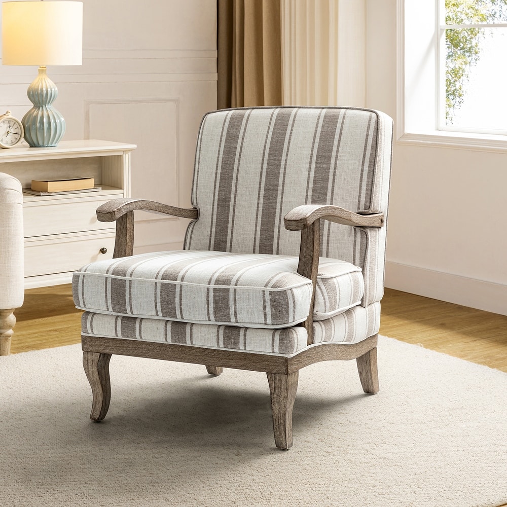 Rinaldo Farmhouse Upholstered Armchair with Solid Wood Legs by HULALA HOME