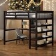 preview thumbnail 1 of 14, Industrial Modern Full Size Loft Bed with Storage Shelves and Under-bed Desk, Sturdy Construction & Safety Guaranteed, Black Black