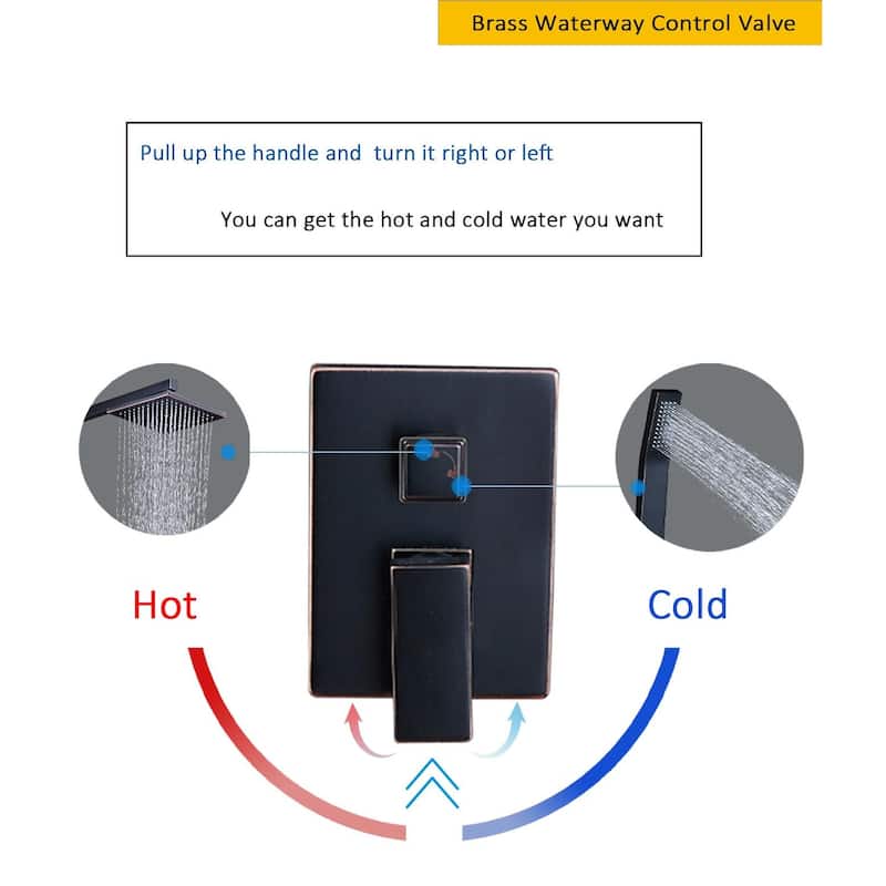 Shower Faucet System Combo Kit with Head in Bronze(Valve Included)