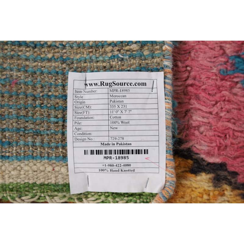 Colorful Trellis Moroccan Area Rug Handmade Geometric Wool Carpet - 7'7" x 11'0"