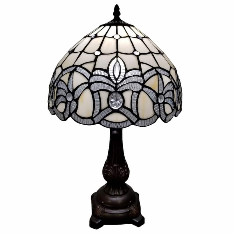 Vintage 19-inch Dark Brown Metal Table Lamp with White Glass Shade - 12" x 17" x 19"