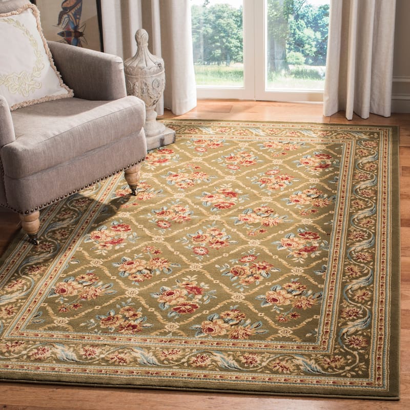 SAFAVIEH Lyndhurst Argelia Traditional Oriental Trellis Rug - 6'7" x 9'6" - Green/Green