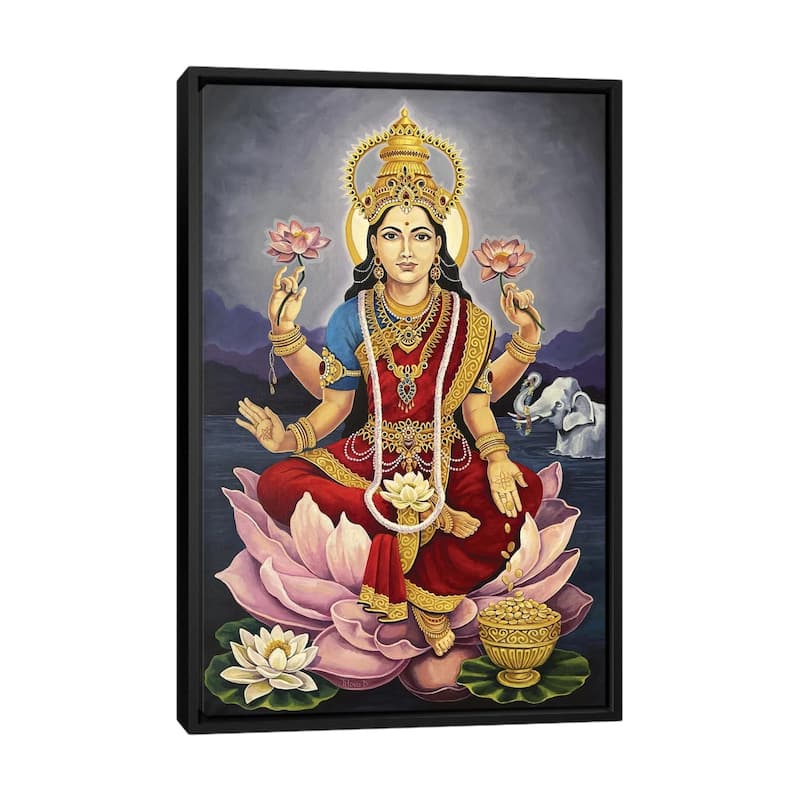 iCanvas "Lakshmi, Goddess Of Wealth And Prosperity" by Diana Titova Framed Canvas Print - Black - 40x26