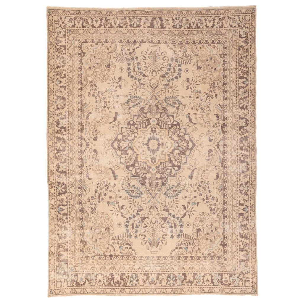 ECARPETGALLERY Hand-knotted Antalya Vintage Beige Wool Rug - 7'7 x 10'4