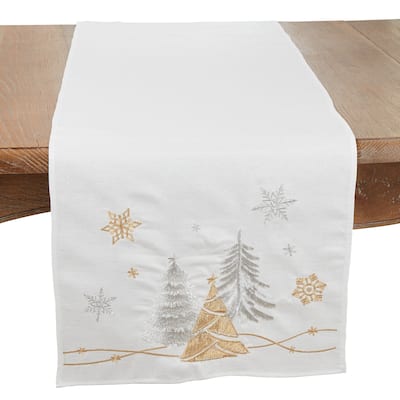 Winter Magic Christmas Trees and Snowflakes Table Runner - 16"x72"