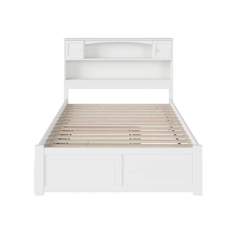 AFI Newport Full Size Platform Bed with Footboard & Twin Trundle in White