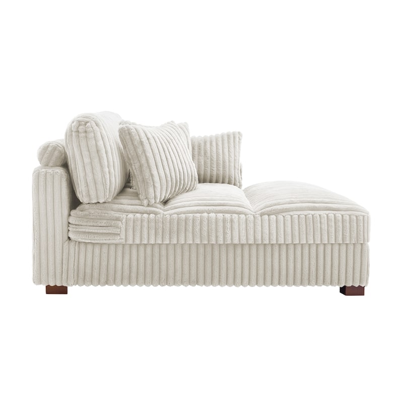 41" W Plush Corduroy Chaise Lounge with Pillows