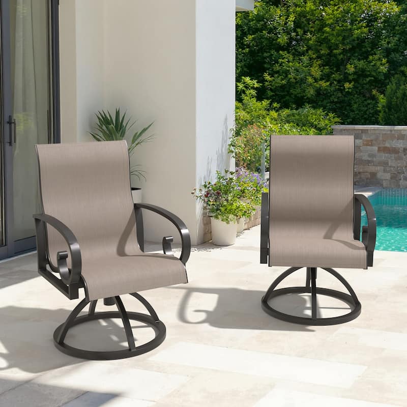 Outdoor Aluminum Patio Swivel Dining Chairs with Sunbrella Fabric