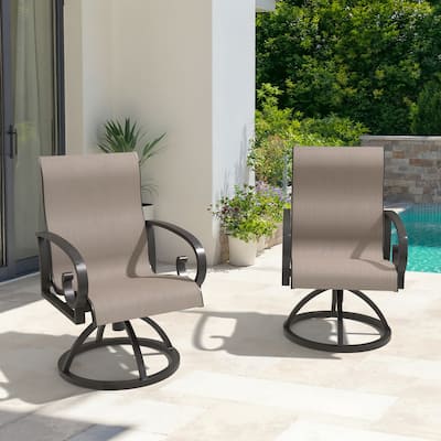 Outdoor Aluminum Patio Swivel Dining Chairs with Sunbrella Fabric