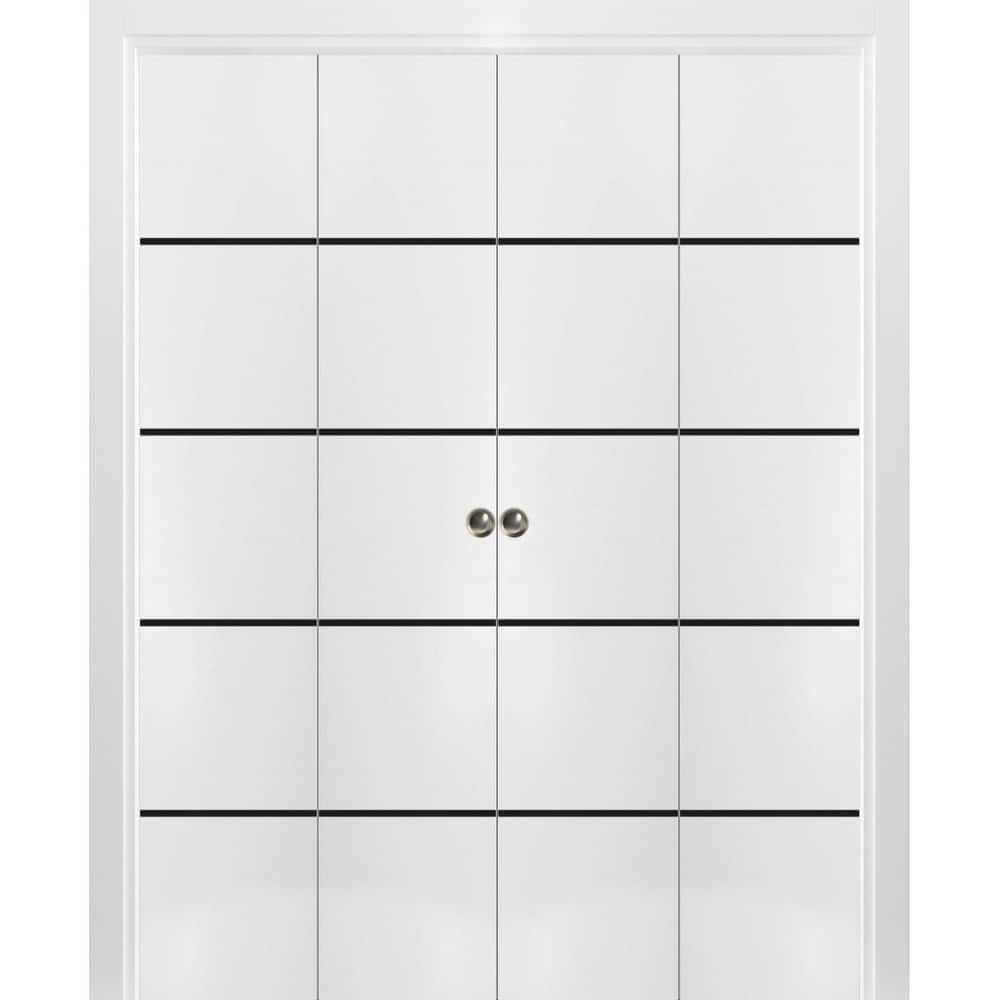 Double Bi-fold Doors Planum 0015 White Silk with Sturdy Tracks