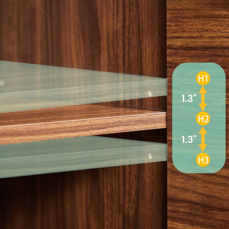 Anmytek Kitchen Buffet Cabinet Sideboard with Storage Curved wave Design for Dining Room,Bedroom,Hallway