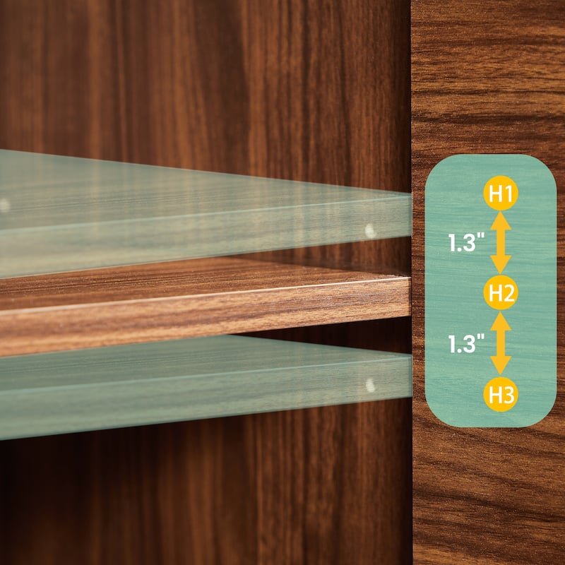 GDF Studio - Avalon Modern Curved Fluted Buffet Sideboard Cabinet with Adjustable Shelf