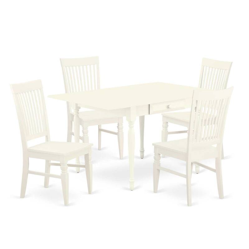 5-Piece Linen White Finish Solid Wood Top - Dining Room Set (Seats-4)