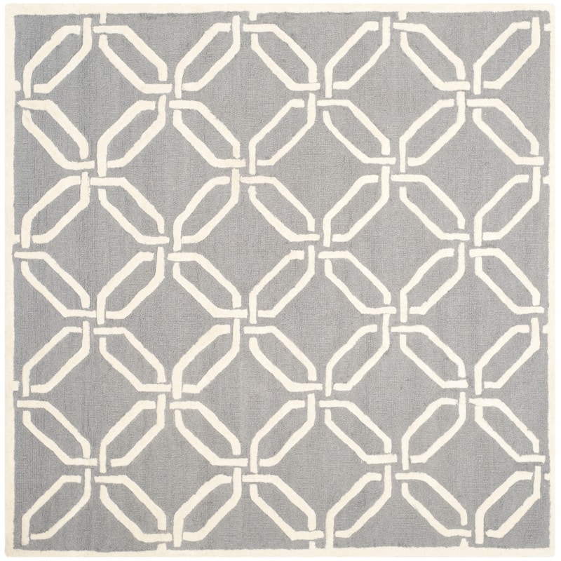 SAFAVIEH Handmade Cambridge Nhung Modern Moroccan Wool Rug - 6' Square - Dark Grey/Ivory