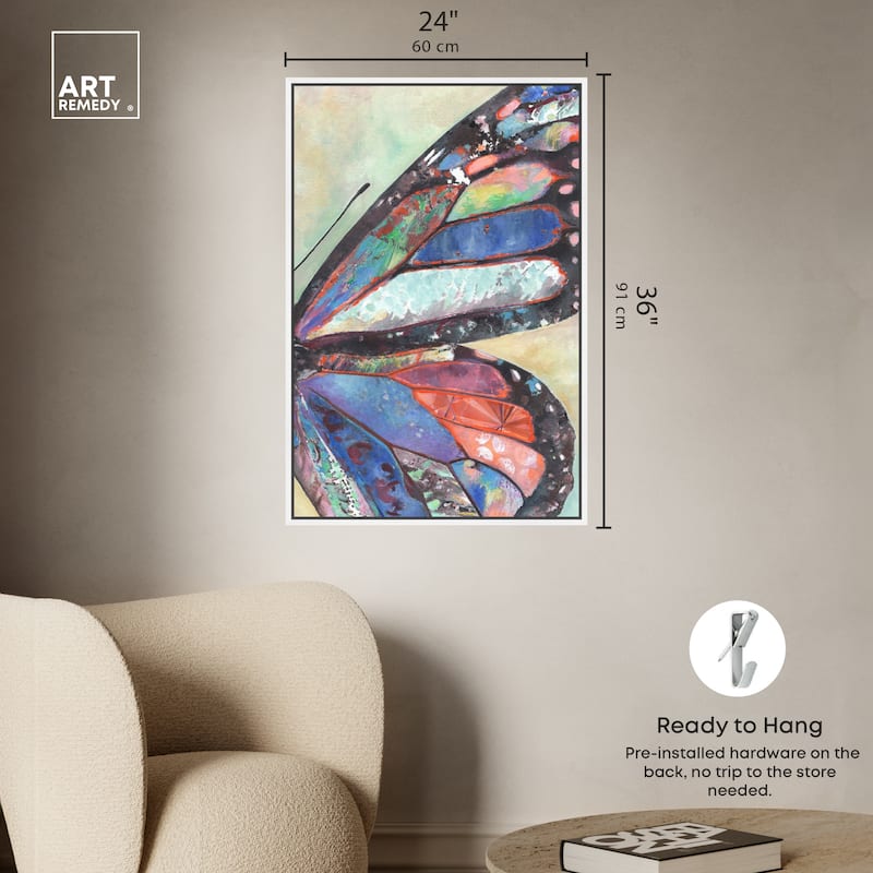 Art Remedy Butterfly Part Ii Framed Butterfly 1 Piece Canvas Wall Art