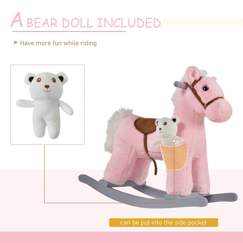 Kids Plush Rocking Horse with Authentic Neighing Sounds, Soft Body, and Developmental Benefits, for Toddlers 36 Months+