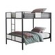 preview thumbnail 1 of 3, Metal Full over Full Bunk Bed with Ladder in White and Black Black