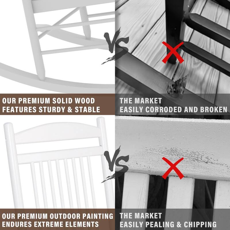 VEIKOUS 3-Piece Outdoor Rocking Chair Set with Folding Table for Patio and Porch