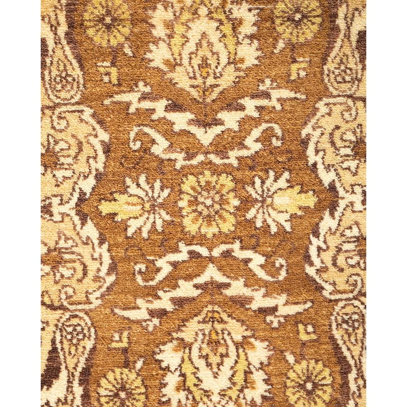 Overton Handknotted Wool Traditional Oriental Yellow Area Rug - 5' x 8'