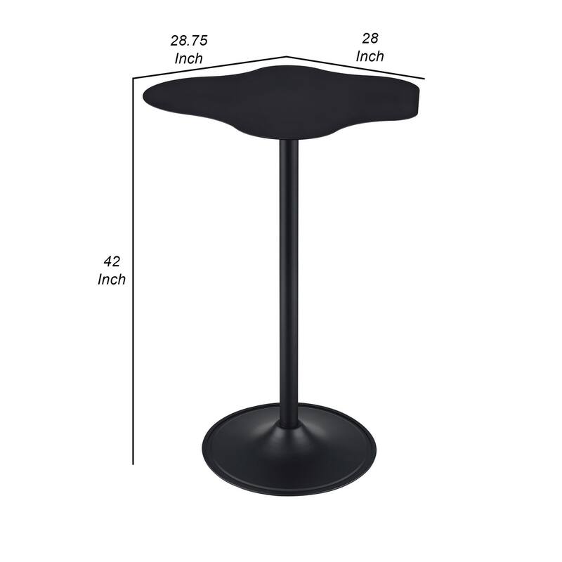 42 Inch Modern Bar Table, Black Metal Frame, Irregular Cloud Design