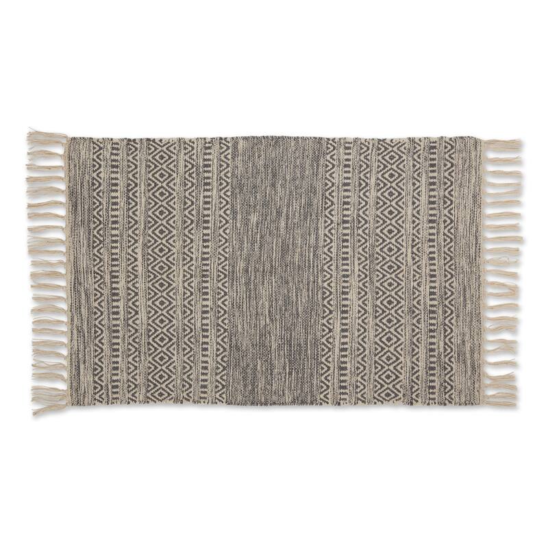 DII Black Ticking Stripe Hand-Loomed Rug 2x3 Ft - 24.0 In. L X 36.0 In. W X 0.2 In. H - Gray Textured