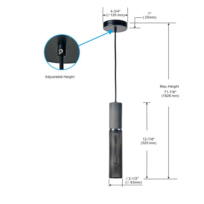 1-Light Industrial Style Concrete Pendant Light