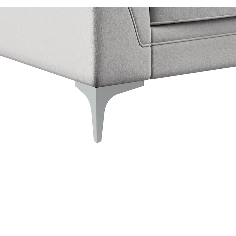 HomeRoots 63" Light Gray And Silver Faux Leather Loveseat - 63.38' X '35.04' X '35.04