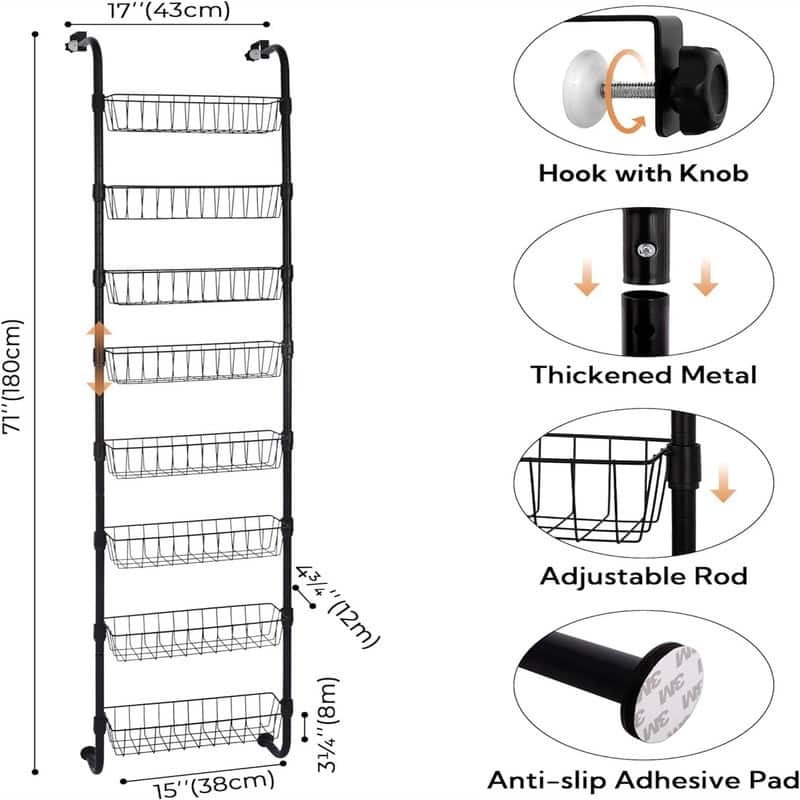 6 Tier Over the Door Pantry Organizer Metal
