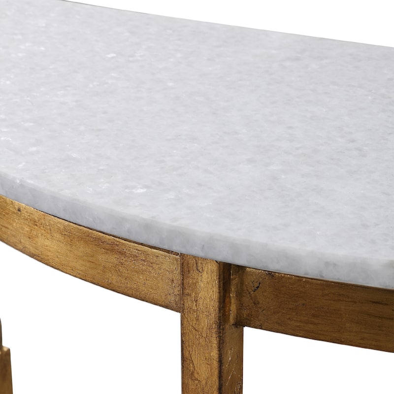 40" white and gold elegant marble console table