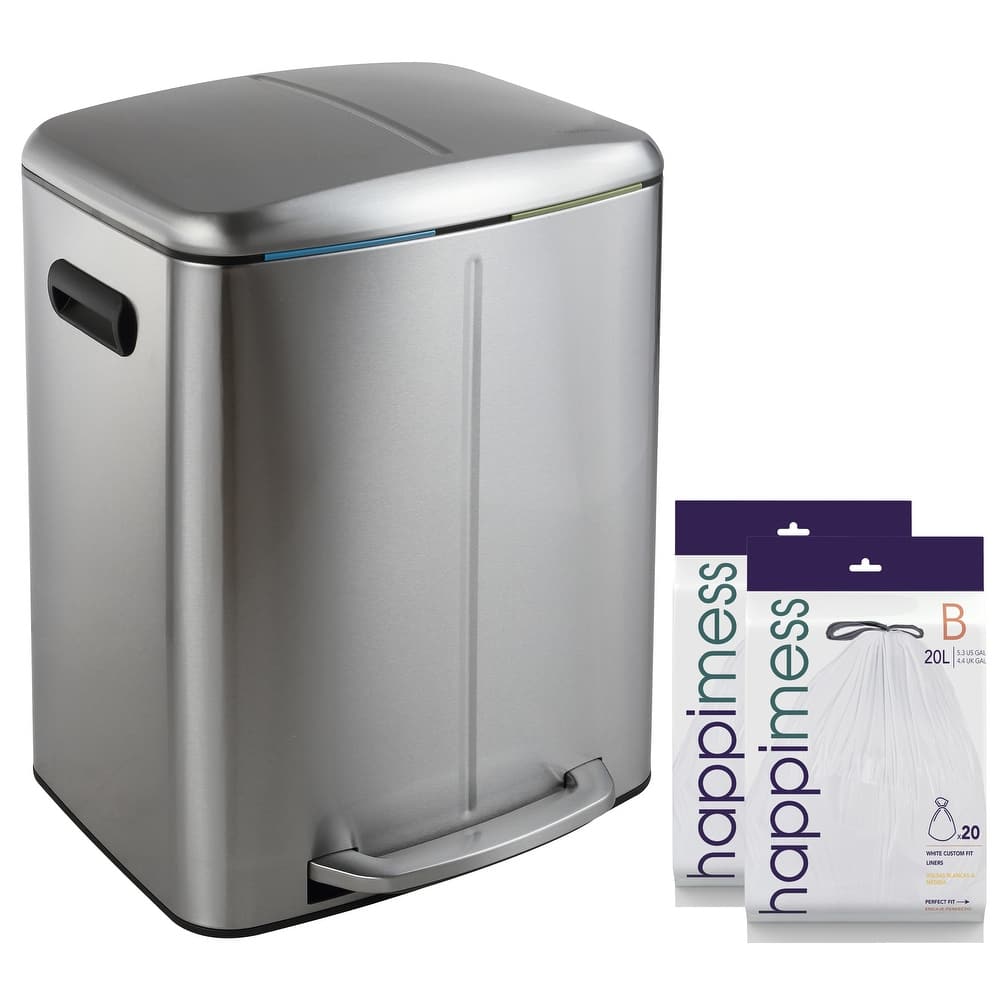 happimess 10.6-Gallon Double Bucket Trash Can with Soft Close Lid