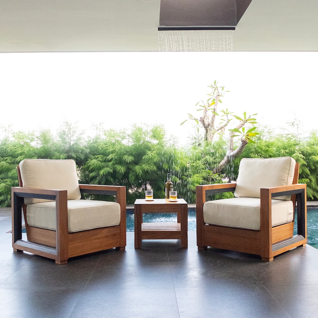 Cambridge Casual Carson 3-piece Teak Club Chair Outdoor Set with Cushion