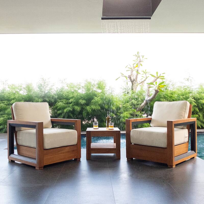 Cambridge Casual Carson 3-piece Teak Club Chair Outdoor Set with Cushion