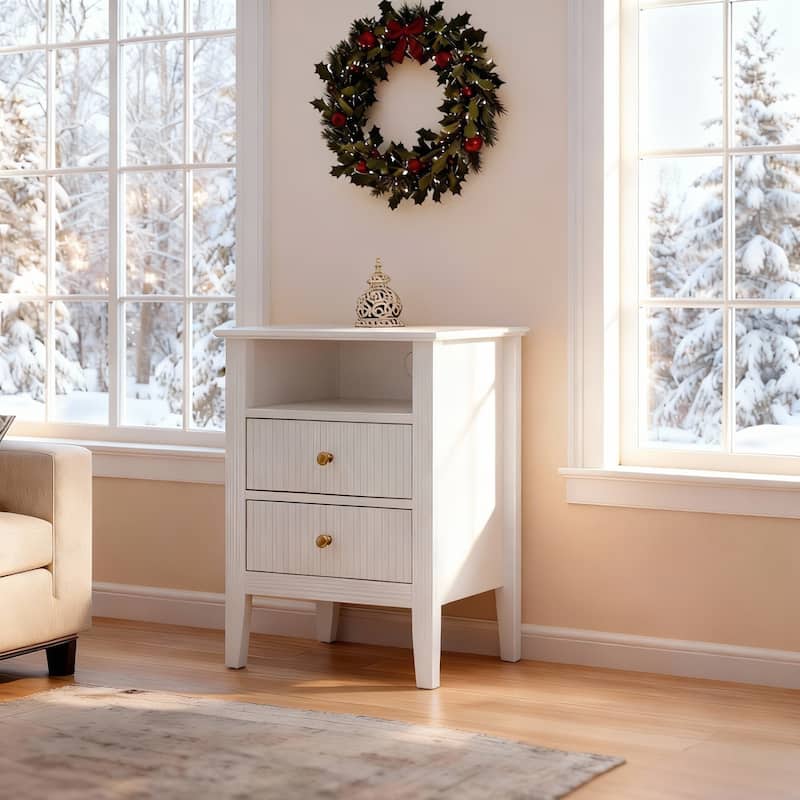 2 Drawers Nightstand with Charging Station