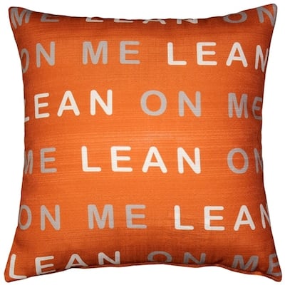 Lean On Me Orange 17x17 Throw Pillow with Polyfill Insert