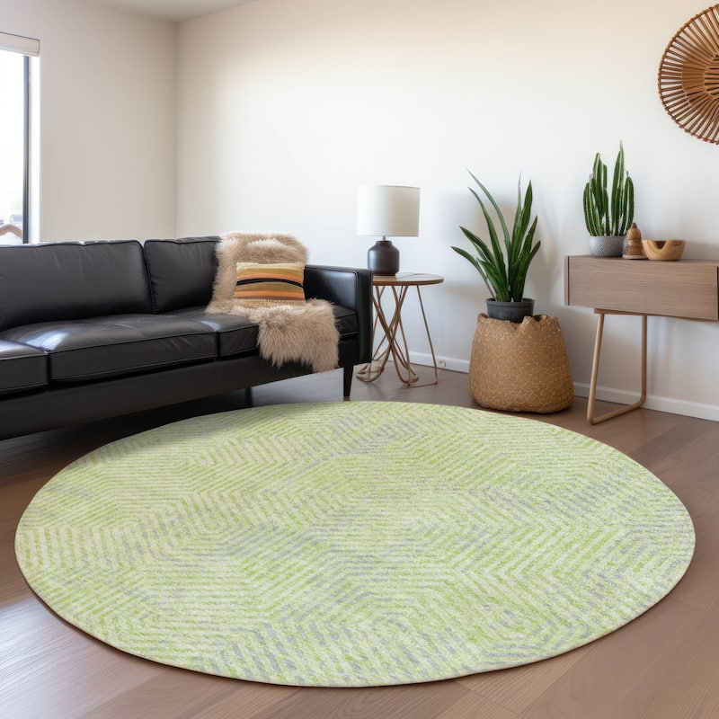 Premium Washable Super Soft Modern Maze Mayfield Rug - Lime - 8' x 8'