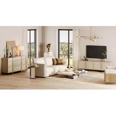 WAMPAT Modern TV Stand and 9-drawer Storage Cabinet Set of 2 for Living Room - TV Stand+dresser