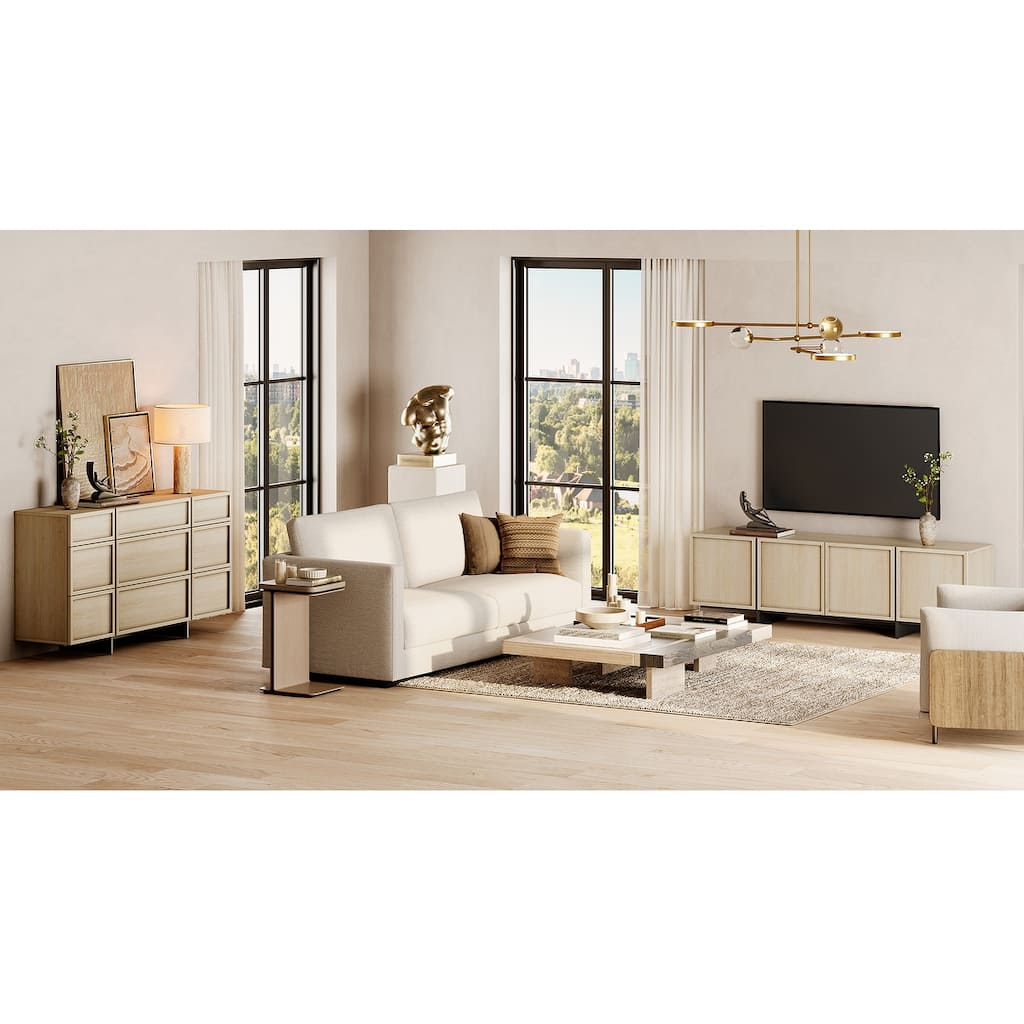 WAMPAT Modern TV Stand and 9-drawer Storage Cabinet Set of 2 for Living Room - TV Stand+dresser
