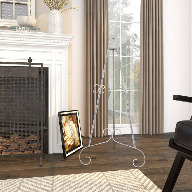 Silver or Gold Metal Traditional Easel with Chain Support - 22 x 21 x 46