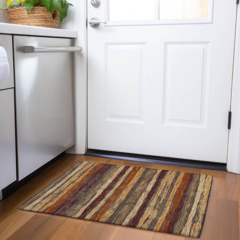 Premium Washable Super Soft Stripe Mayfield Rug - Chocolate - 1'8" x 2'6"
