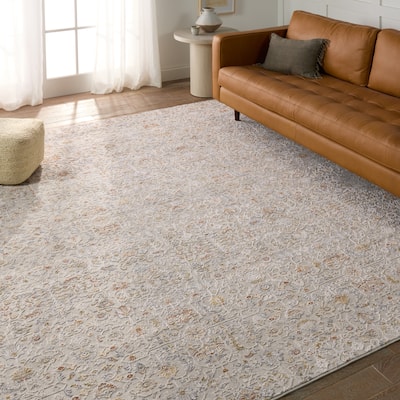 Lily Floral White/ Light Gray Area Rug